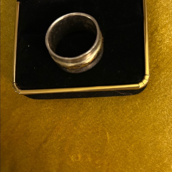 Baroni Sterling Silver Wide Ring With A Gold Band In Middle - Picture 3 of 10